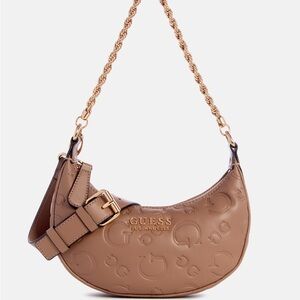 Guess Embossed Tan Shoulder Bag